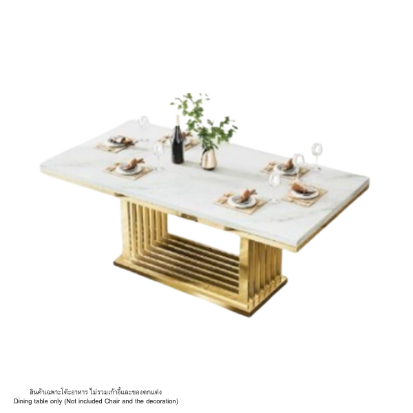 โต๊ะอาหารหินอ่อน WISDOM DESIGN FURNITURE รุ่น LOGAN 160 ซม. สีมาร์เบิ้ล/ทอง_0